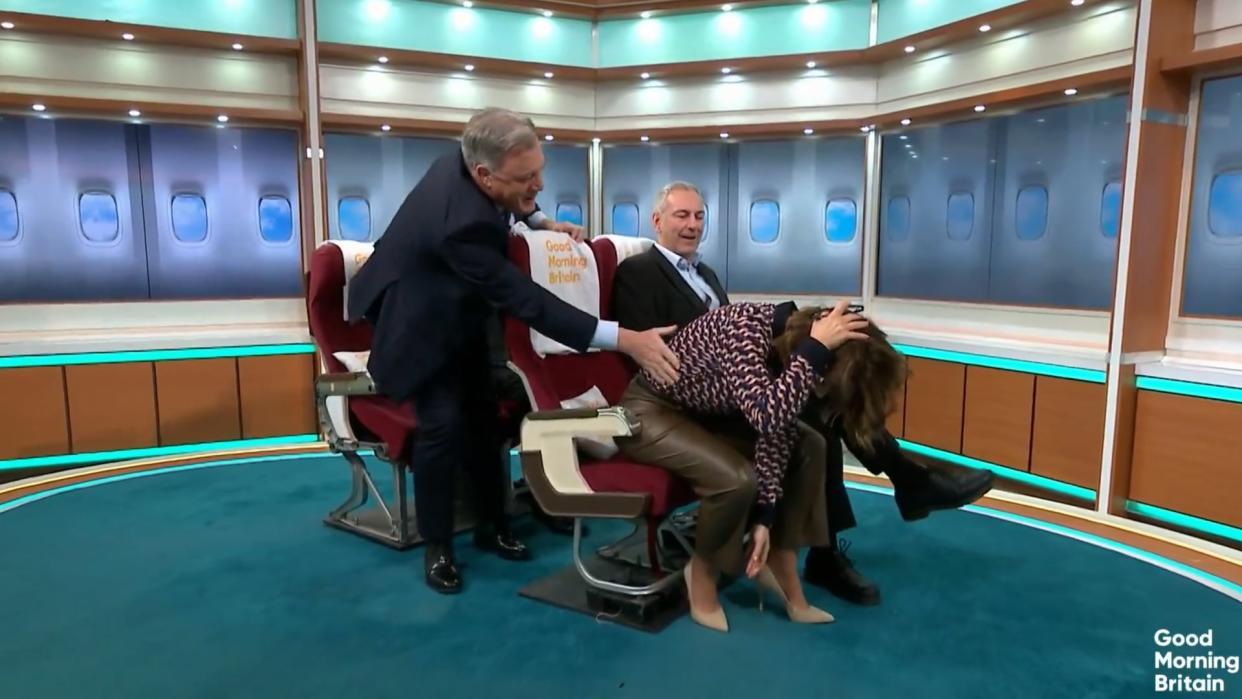 Ed Balls accidentally kicks Susanna Reid in head on Good Morning Britain