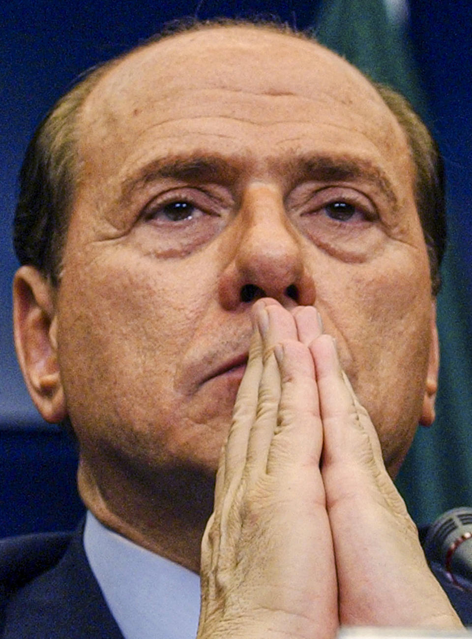 Italian Premier Silvio Berlusconi attends the final press conference at the end of a two-day EU Commission meeting at the EU Council headquarters in Brussels, Saturday, Dec. 13, 2003. Silvio Berlusconi died Monday, June 12, 2023. Whether and how Berlusconi’s Forza Italia party survives is being quietly discussed on the inside pages of newspapers and the back corridors of parliament. (AP Photo/Domenico Stinellis)