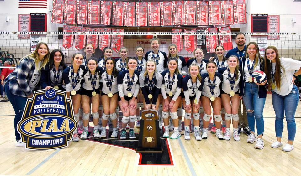 A team photo of the Philipsburg-Osceola girls volleyball team after winning the PIAA Class 2A state championship Saturday at Cumberland Valley in Mechanicsburg. P-O defeated Trinity 3-1.