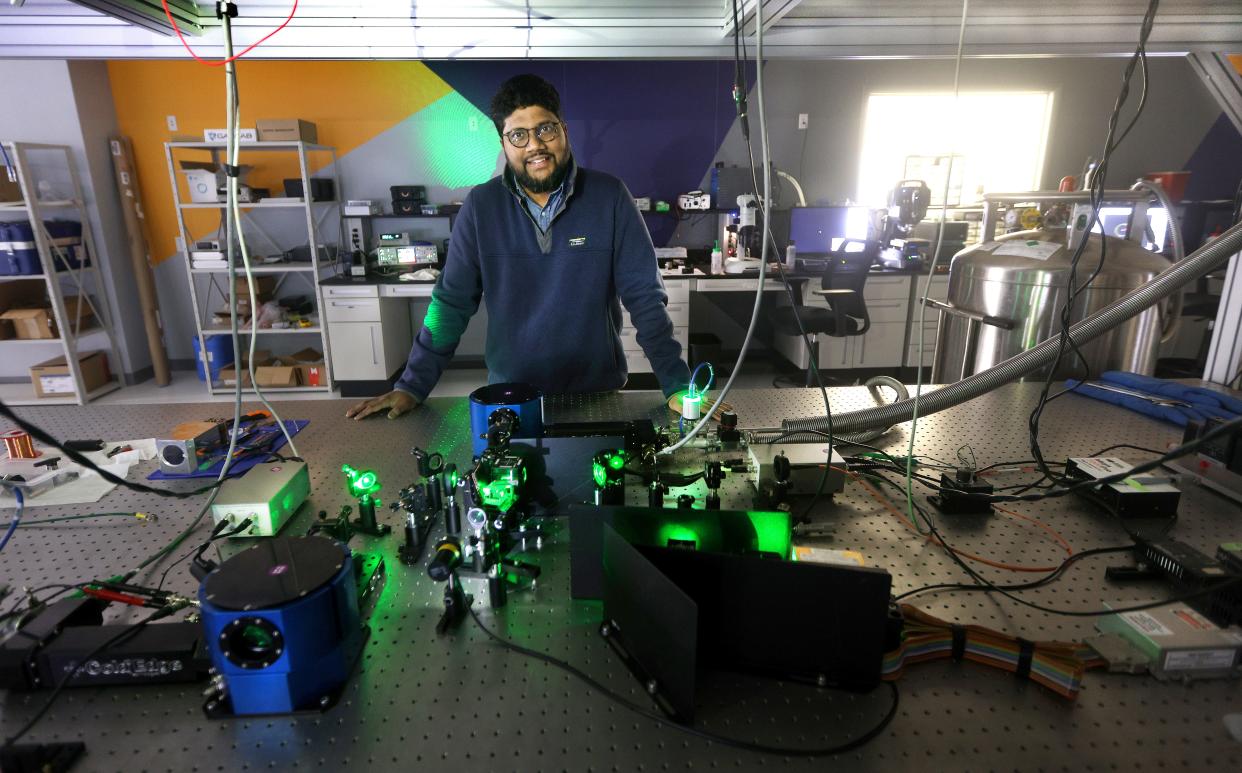 Ragna Dias, University of Rochester physicist and founder of Unearthly Materials, in that lab where he and his team are researching ambient superconductivity.