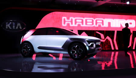 FILE PHOTO: The Kia HabaNiro electric concept car is revealed at the 2019 New York International Auto Show in New York City, New York, U.S, April 17, 2019. REUTERS/Shannon Stapleton/File Photo