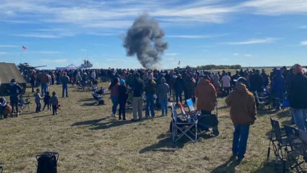 PHOTO: Bystander footage captures a cloud of smoke after an incident at a World War II airshow at Dallas Executive Airport, Nov. 12, 2022. (Christopher Kratovil/Twitter)