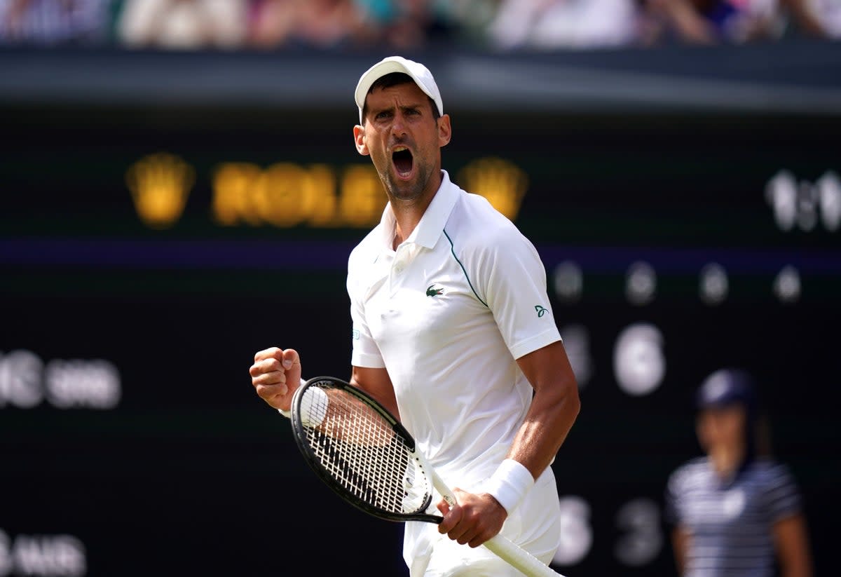 Novak Djokovic during his four-set victory over Nick Kyrgios (Adam Davy/PA) (PA Wire)