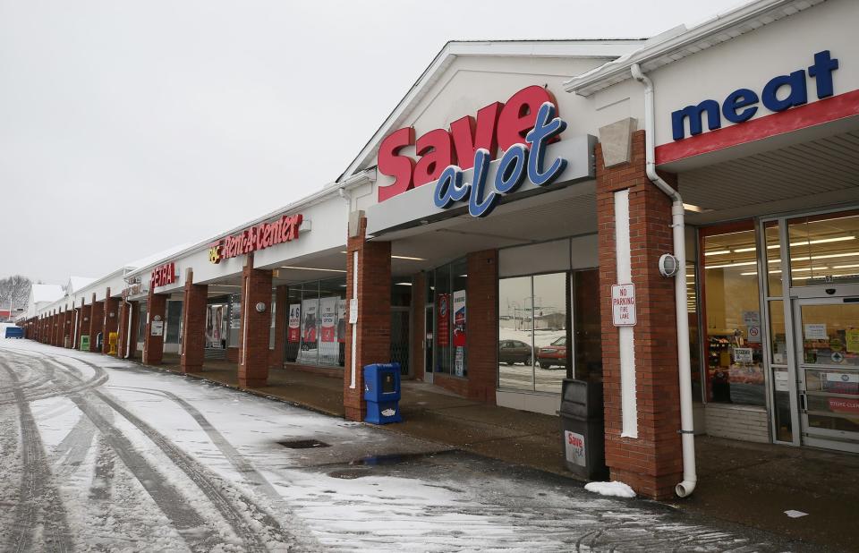 The Save a Lot store is the largest of the few remaining stores at the Midway Plaza on Wednesday in Tallmadge.