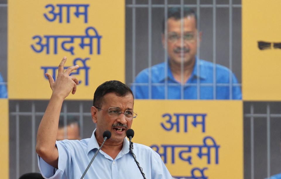 File: Delhi chief minister Arvind Kejriwal addresses supporters (Reuters)