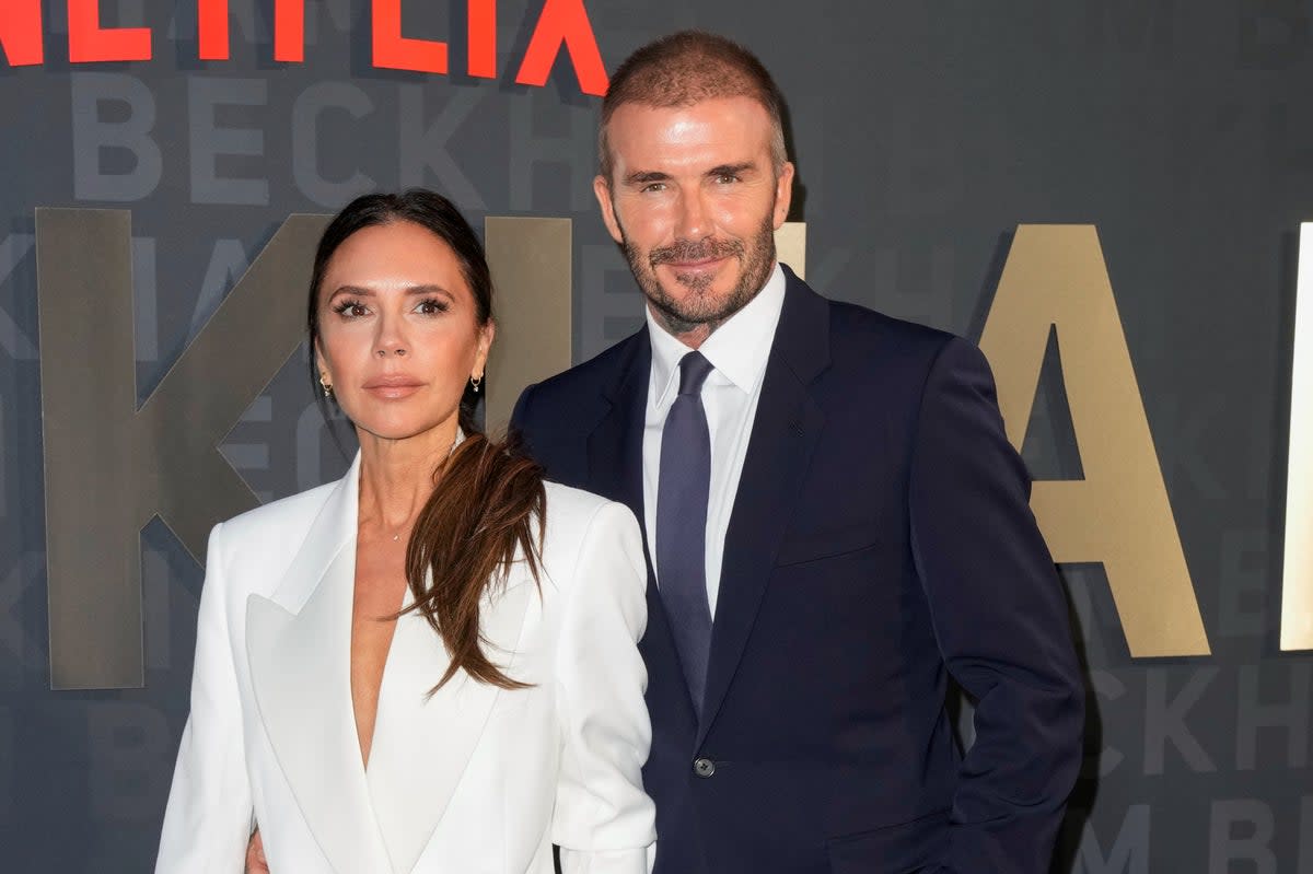 Victoria and David Beckham at the Netflix premiere of his documentary series (Scott Garfitt/Invision/AP)