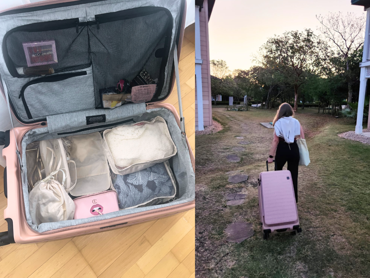 From travel essentials and makeup must-haves, to athleisure and water treatment products, everything I needed for a week-long trip fit into my trusty packing cubes. Here's what I brought. 