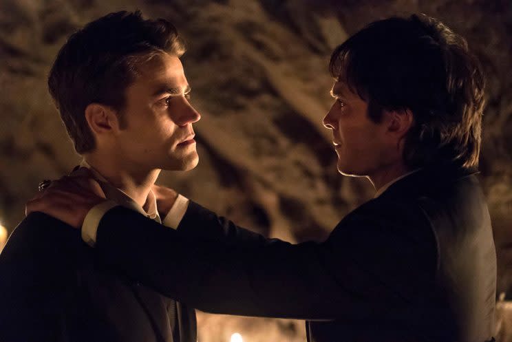 Paul Wesley as Stefan and Ian Somerhalder as Damon (Credit: Annette Brown/The CW)