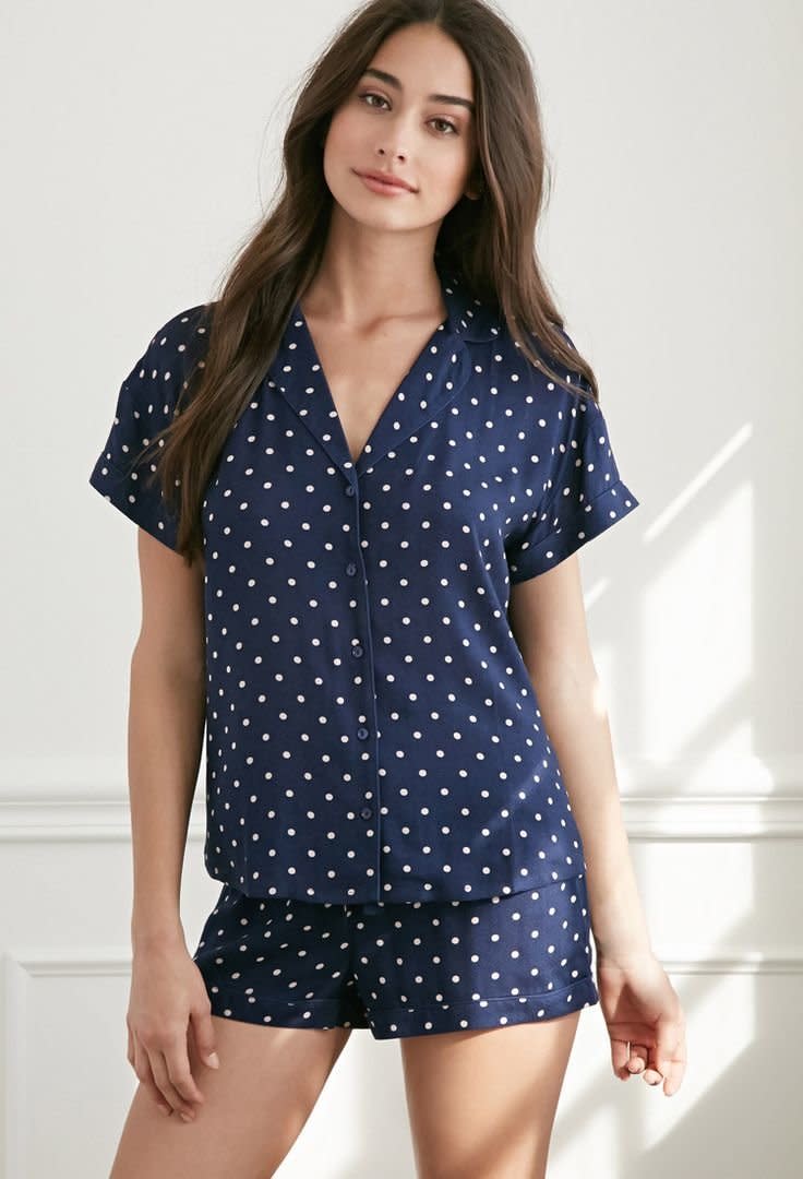 Polka Dot PJ Set, $24.90 at <a href="http://www.forever21.com/Product/Product.aspx?BR=F21&amp;Category=SLEEPWEAR-PAJAMAS-ROBES&amp;ProductID=2002247576&amp;VariantID=" target="_blank">Forever 21</a>