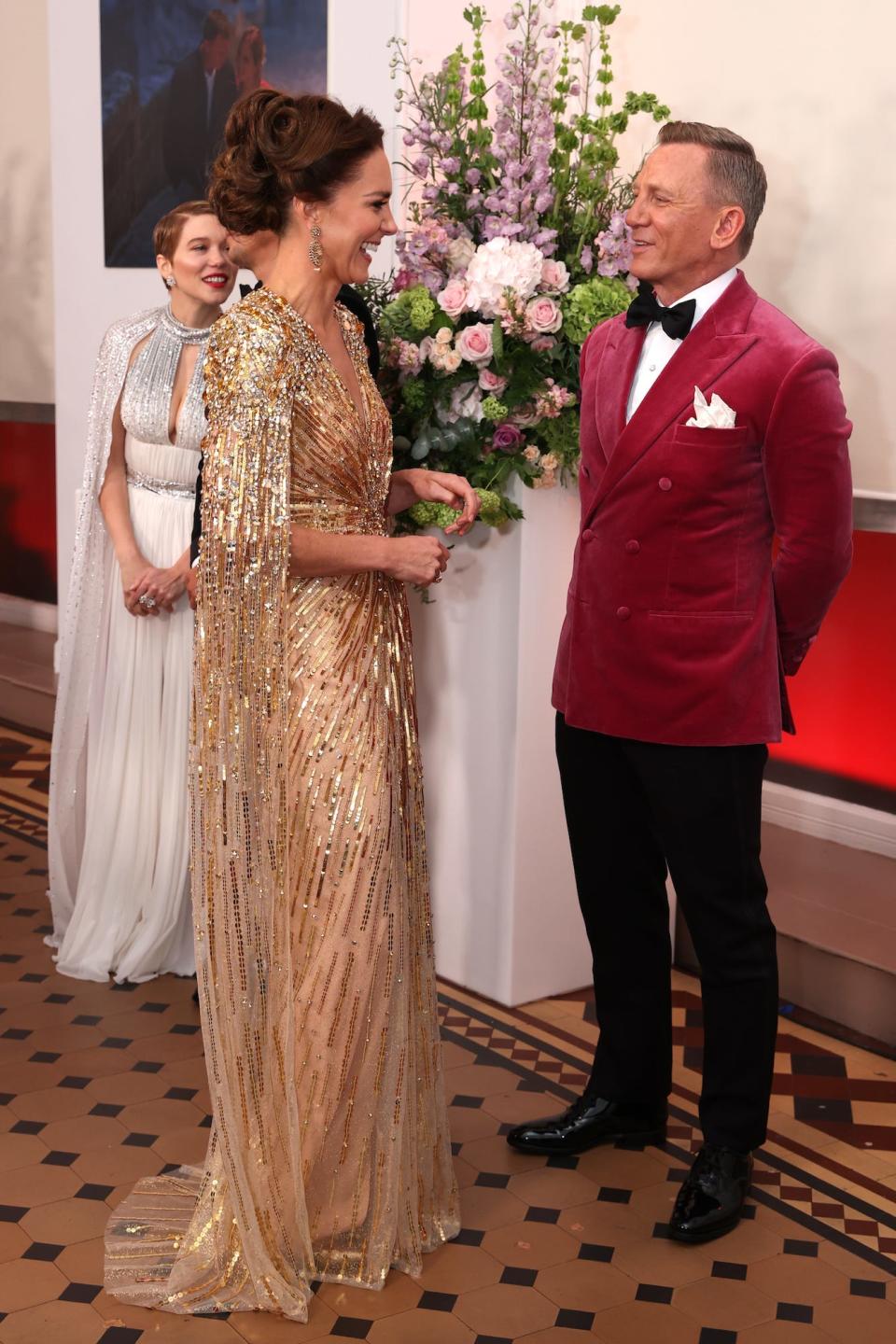 Kate Middleton and Daniel Craig at the "No Time to Die" premiere.