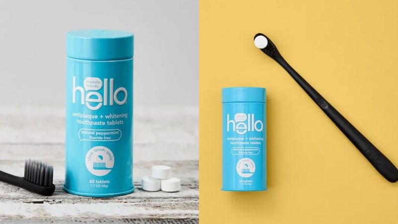 Skip the plastic tube of toothpaste and go with the Hello Antiplaque + Whitening and Charcoal Toothpaste Tablets.