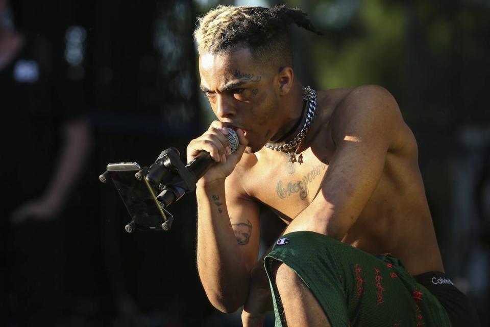XXXTentacion performs during the second day of the Rolling Loud Festival in downtown Miami on May 6, 2017.