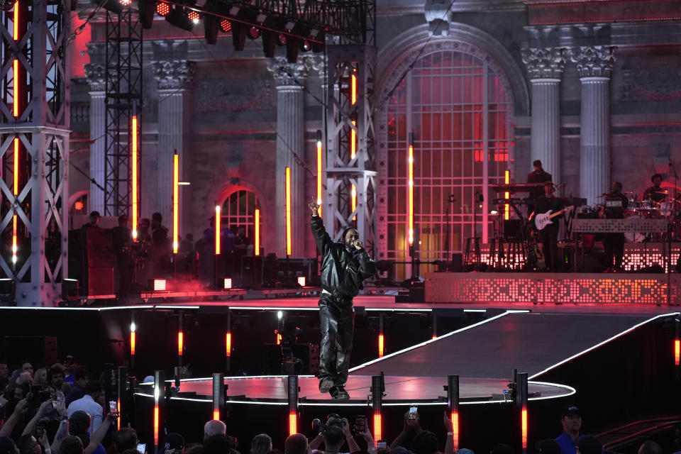 Rapper Big Sean performs during "Live From Detroit: The Concert at Michigan Central" on Thursday, June 6, 2024, in Detroit. (AP Photo/Carlos Osorio)