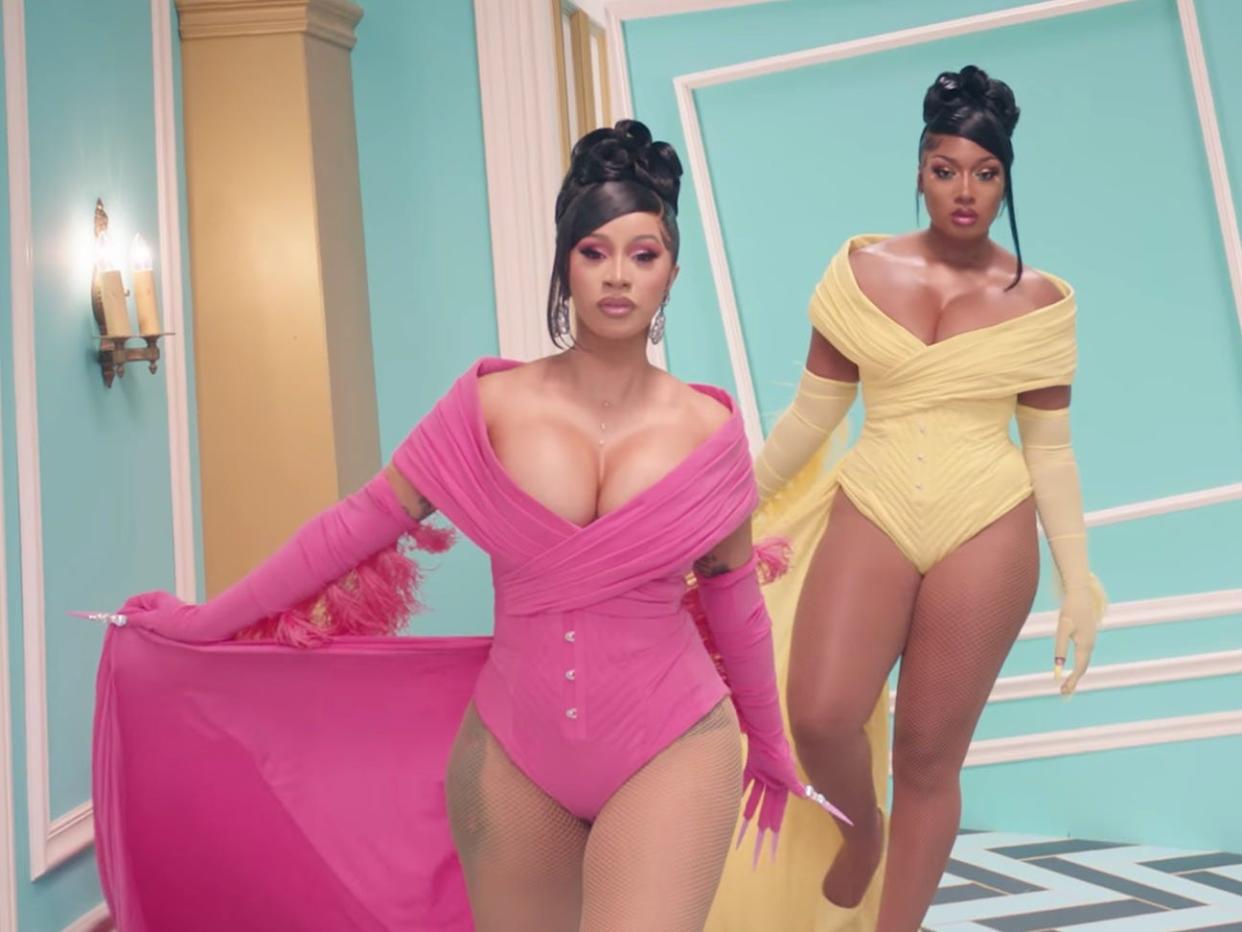 Cardi B and Megan Thee Stallion in the "WAP" music video.