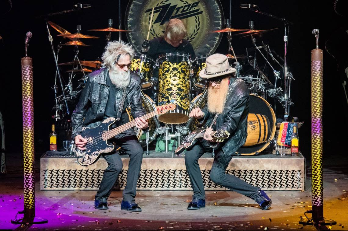 Lexington’s Elwood Francis, left, has joined Frank Beard (drums) and Billy F. Gibbons as ZZ Top, who will play Rupp Arena on March 28. Francis joined ZZ Top officially after bassist Dusty Hill died. Blain Clausen