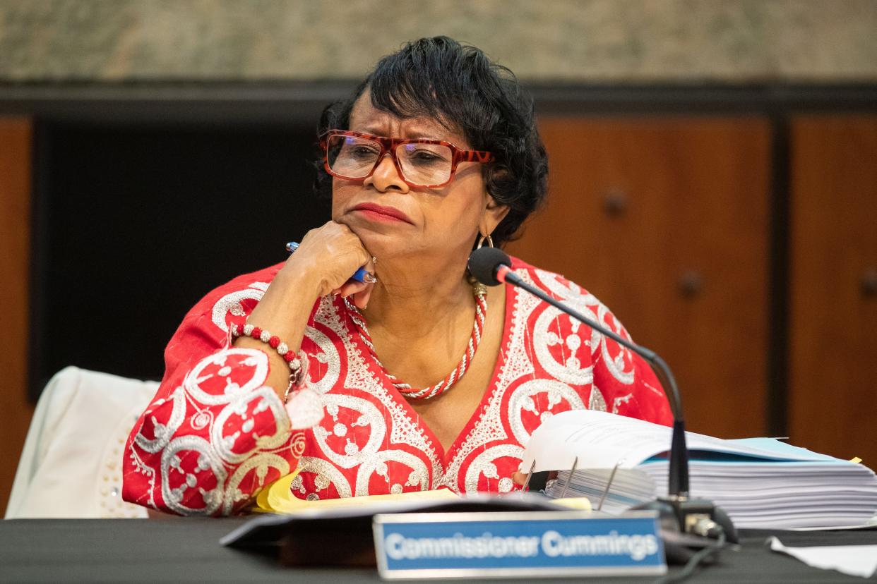 County Commissioner Carolyn Cummings participates in a Blueprint meeting at City Hall on Thursday, Feb.29, 2024.