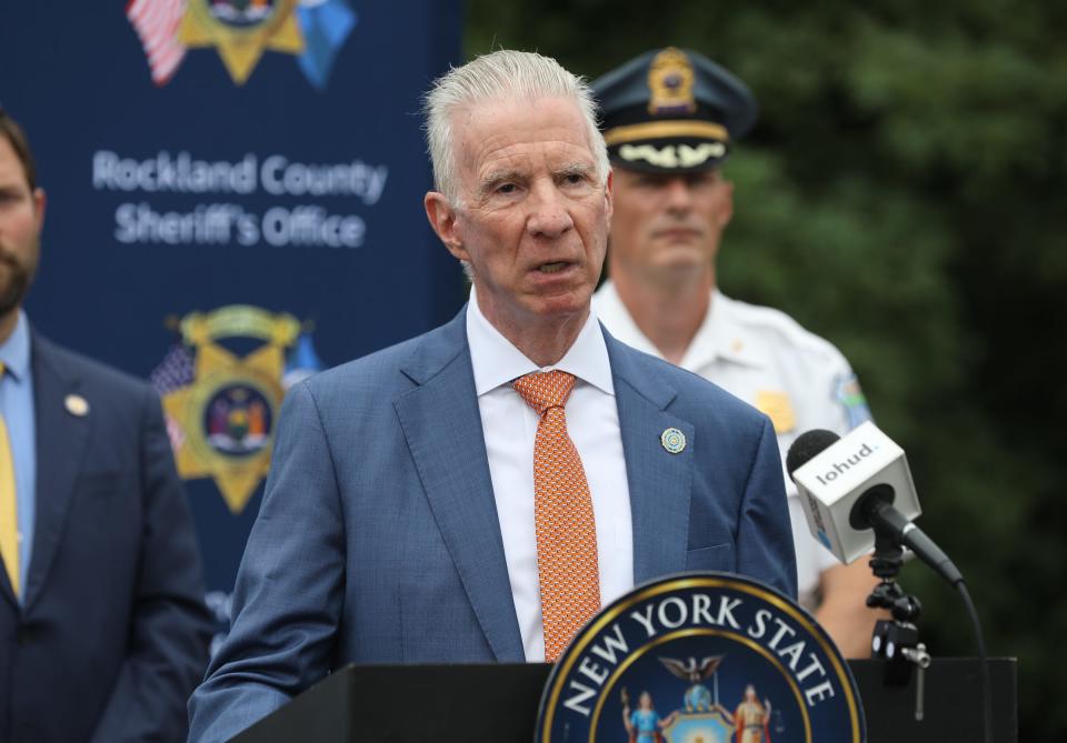 Rockland Co. District Attorney Thomas Walsh offers comments during a press conference on gun violence and bail reform at Rockland County Sheriff's Office in New City on Wednesday, August 18, 2021.