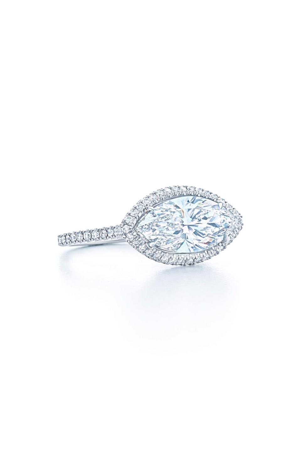 Platinum Marquise Diamond Ring with Diamond Halo