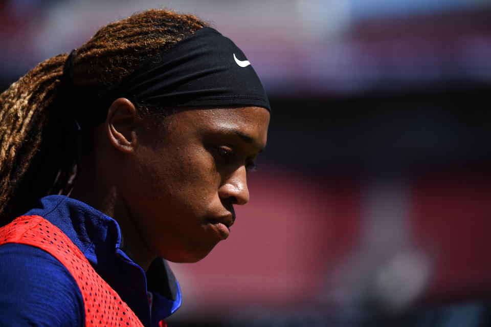 SANTA CLARA, CA - MAY 12: USA forward Jessica McDonald during the friendly match between the United States Women's National Team and South Africa at Levi's Stadium on May 12, 2019 in Santa Clara, CA. (Photo by Cody Glenn/Icon Sportswire via Getty Images)