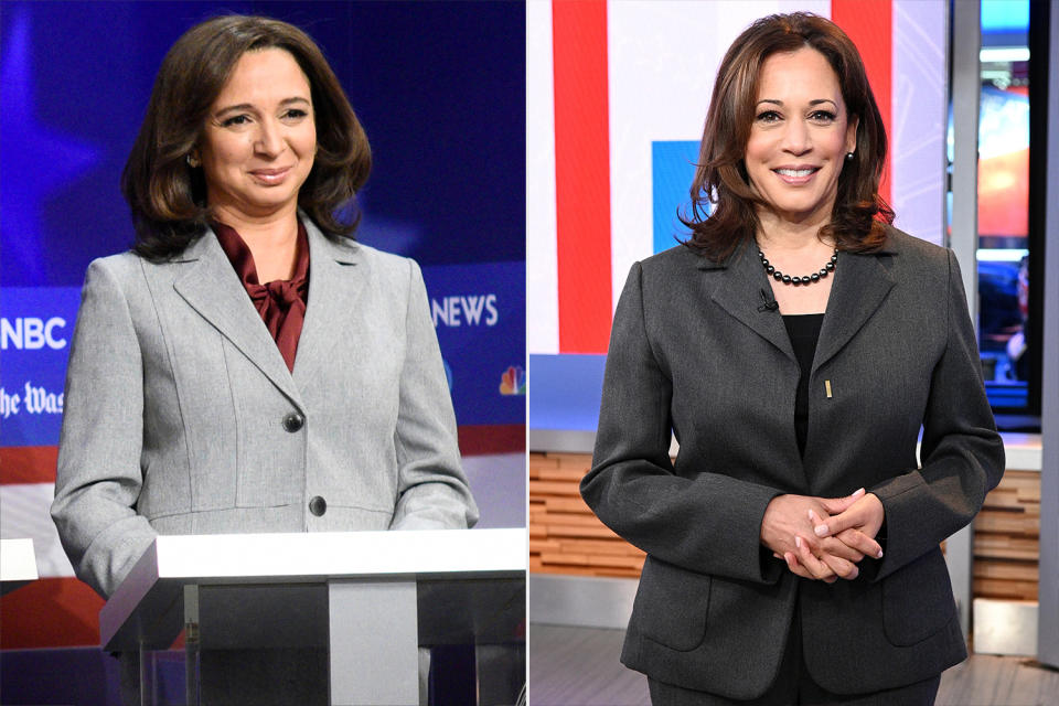 <p>The <em>Saturday Night Live </em>alum made history this year by being <a href="https://people.com/politics/kamala-harris-and-hillary-clinton-ask-maya-rudolph-and-amy-poehler-what-its-like-to-spoof-them-on-snl/" rel="nofollow noopener" target="_blank" data-ylk="slk:nominated twice;elm:context_link;itc:0;sec:content-canvas" class="link ">nominated twice</a> in the same category for outstanding guest actress in a comedy series. One of those nominations is for <a href="https://people.com/politics/kamala-harris-responds-maya-rudolph-spoof-saturday-night-live/" rel="nofollow noopener" target="_blank" data-ylk="slk:her genius impression;elm:context_link;itc:0;sec:content-canvas" class="link ">her genius impression</a> of senator and Democratic <a href="https://people.com/politics/maya-rudolph-reacts-kamala-harris-vice-president-pick/" rel="nofollow noopener" target="_blank" data-ylk="slk:vice-presidential candidate Kamala Harris;elm:context_link;itc:0;sec:content-canvas" class="link ">vice-presidential candidate Kamala Harris</a>. </p>