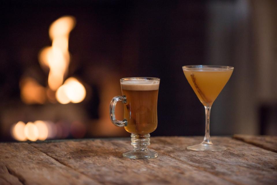 Enjoy a beer or a cocktail by the fire at Heritage at Sherborn.
