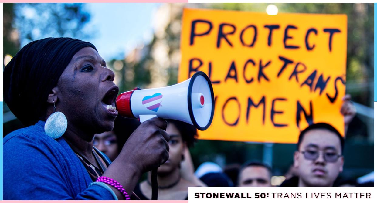 Transgender rights activists protest the recent killings of three transgender women, Muhlaysia Booker, Claire Legato, and Michelle Washington, during a rally at Washington Square Park in New York, U.S., May 24, 2019. (Photo: Reuters/Yahoo Lifestyle) 