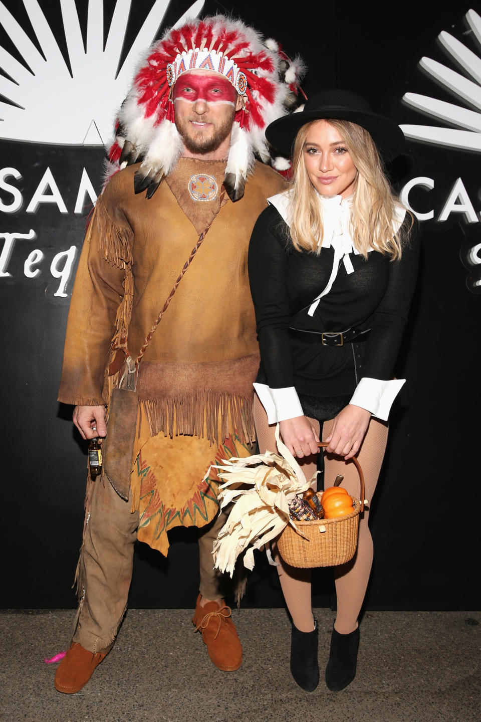 <p>The actress’s brief relationship with trainer beau Jason Walsh came to a screeching halt after they stepped out in these culturally insensitive costumes — a sexy pilgrim (yes, there is a sexy version of everything!) and Native American chief — in 2016. The <i>Younger</i> star apologized via social media, writing, “It was not properly thought through and I am truly, from the bottom of my [heart] sorry.” Walsh took to social media to admit he made a bad decision, too. (Photo: Todd Williamson/Getty Images) </p>