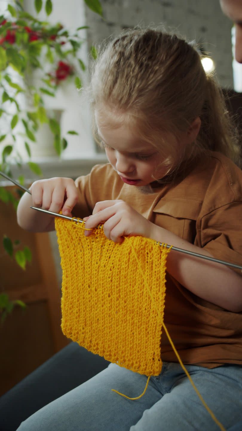 girl crocheting at home fun activities for kids