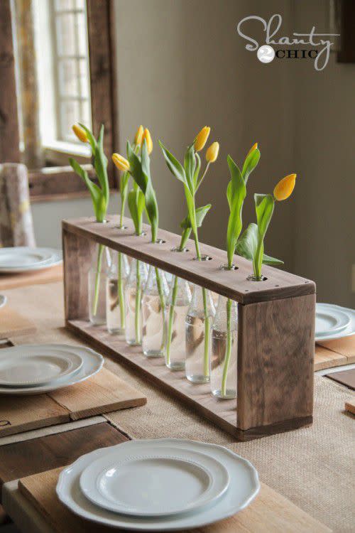 DIY Glass Bottle and Wood Vase