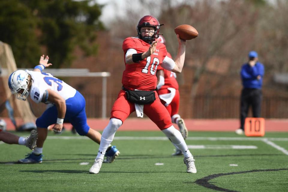 Quarterback Tyler Phelps has been Davidson’s starting QB for most of the past four years and is almost like “an assistant coach on the field,” according to Davidson head coach Scott Abell.