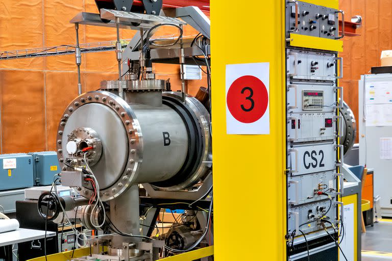 Braunschweig, Germany, September 8., 2018: Atomic clock CS-3 based on caesium in the PTB laboratory, accuracy 1 second in 2 million years