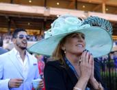 Nov 4, 2017; Del Mar, CA, USA; Fans recat to the sixth race during the 34th Breeders Cup world championships at Del Mar Thoroughbred Club. Mandatory Credit: Jake Roth-USA TODAY Sports