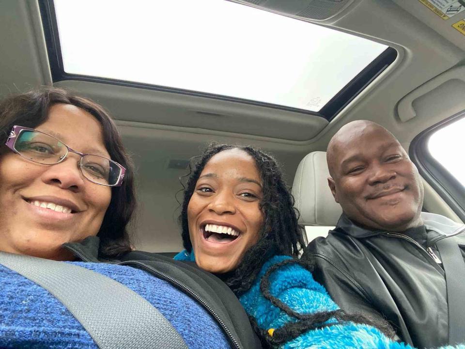 <p>Keke Palmer Instagram</p> Keke Palmer and her parents Sharon and Larry Palmer