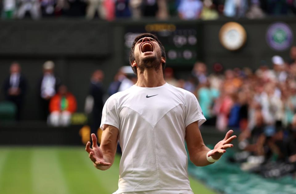 Carlos Alcaraz defeated Novak Djokovic in five sets to win Wimbledon  (Getty Images)