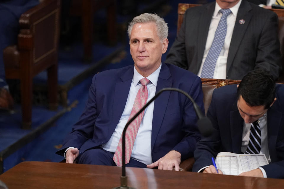 Kevin McCarthy during the opening day of the 118th Congress at the U.S. Capitol (Alex Brandon / AP)