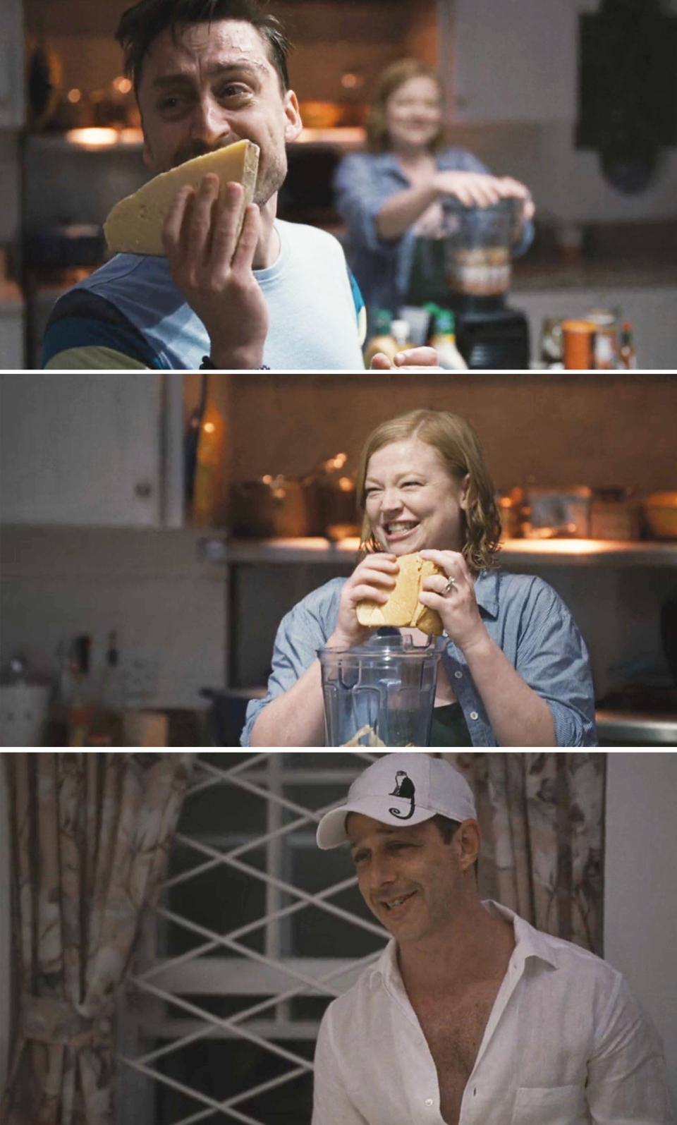 The three siblings having fun in their mother's kitchen