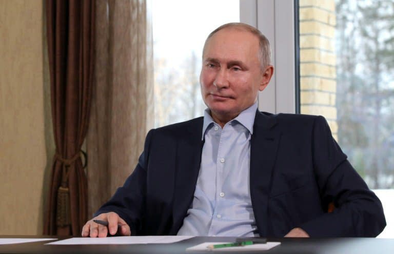 Vladimir Poutine lors d'une videoconférence le 25 janvier 2021 depuis une résidence d'Etat à Zavidovo - Mikhail KLIMENTYEV © 2019 AFP
