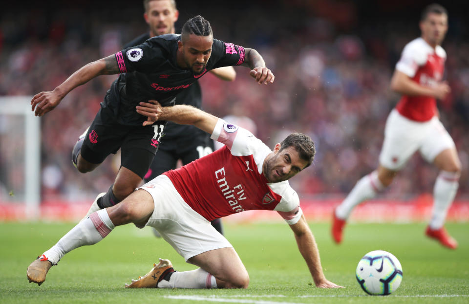 Sokratis had to be withdrawn following injury when sliding in on Theo Walcott