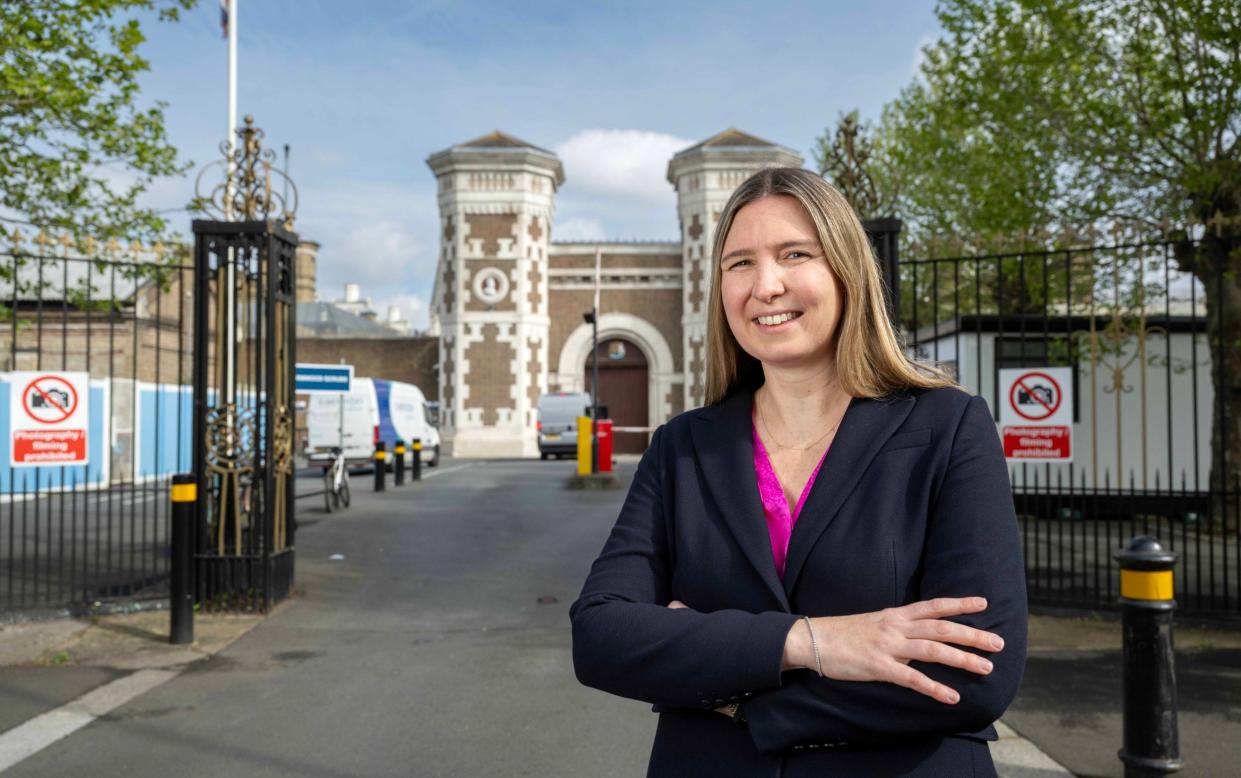 Natasha Porter, the chief executive of Unlocked Graduates, outside Wormwood Scrubs