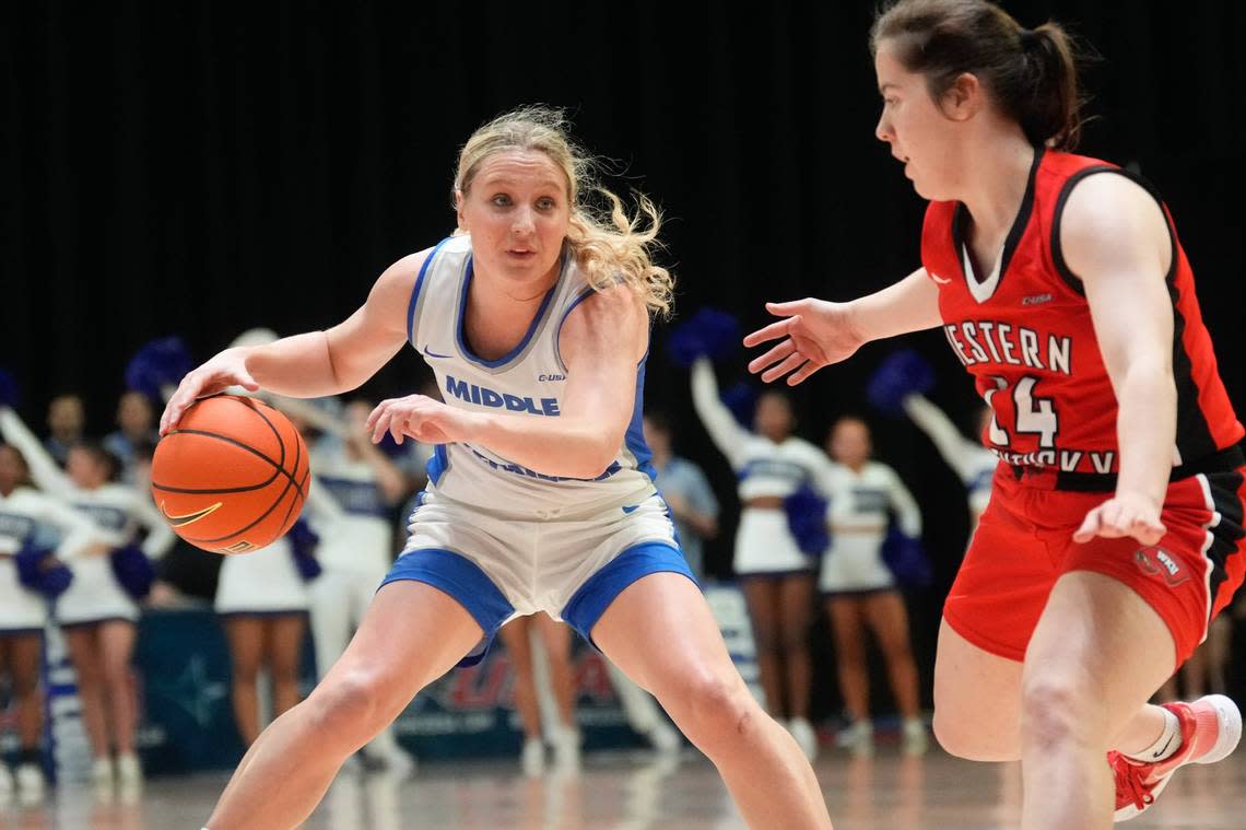 Savannah Wheeler, left, averages 15.1 points for Middle Tennessee, which won Conference USA’s regular season and tournament championships.