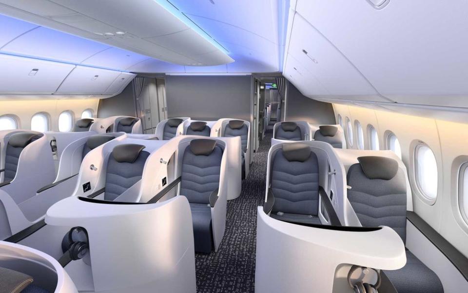 A concept image of business class on the 777X.