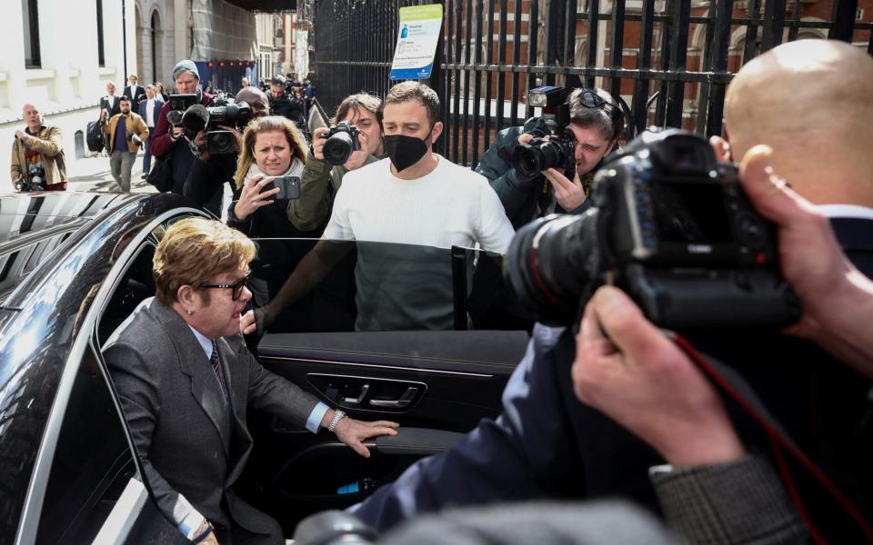 Elton John arrives at the High Court in London hours after the Duke of Sussex - Reuters/Henry Nicholls 