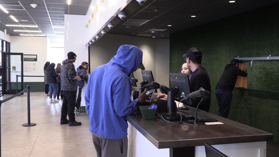 Customers inside Rise Dispensary in Bloomfield, NJ