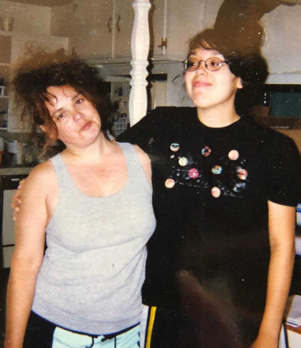 Terra Lopez, right, is seen in a family snapshot with her mother, Michelle Delso. Delso had obtained the Blink-182 van from a radio station in Sacramento in the early 2000s. Lopez says the punk-rock prop was a launching point for her teenage years, as well as her own music career.