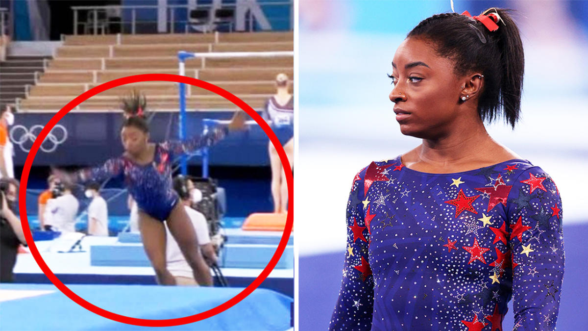 Olympics 2021 Heart stopping Simone Biles moment stuns fans Yahoo Sport