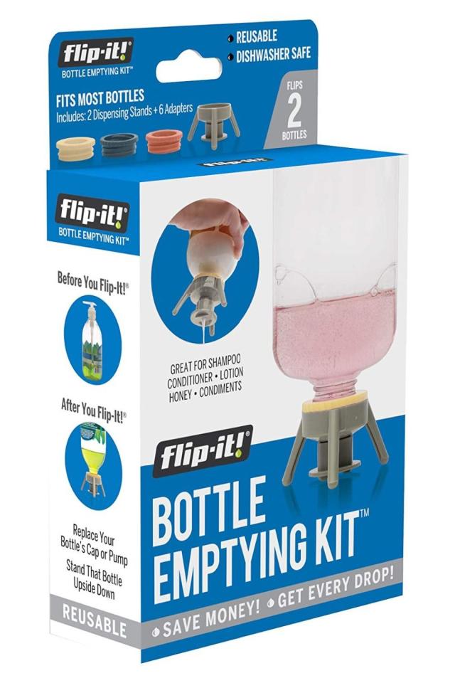 Flip-It! Reusable Bottle Emptying Cap w/2 Cap(s) Stands and 6 Adapters D