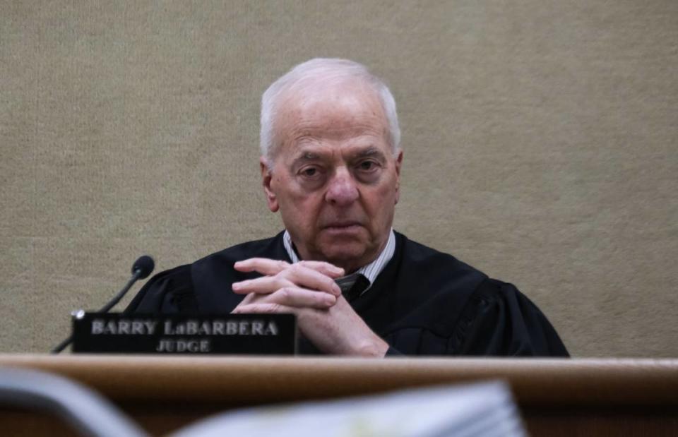 San Luis Obispo Superior Court Judge Barry LaBarbera hears the trial against Brandi Turner in San Luis Obispo Superior Court on Jan. 11, 2024. Turner is accused of selling the fentanyl to Quinn Hall that killed him in 2022.