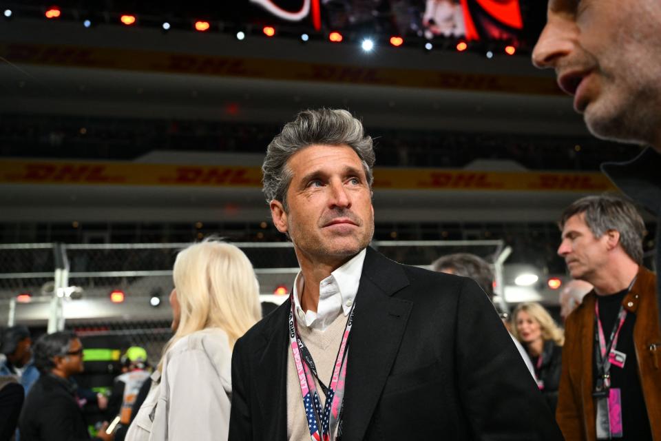 Actor Patrick Dempsey tours the grid before the start of the Las Vegas Formula One Grand Prix on November 18, 2023, in Las Vegas, Nevada. (Photo by ANGELA WEISS / AFP) (Photo by ANGELA WEISS/AFP via Getty Images)