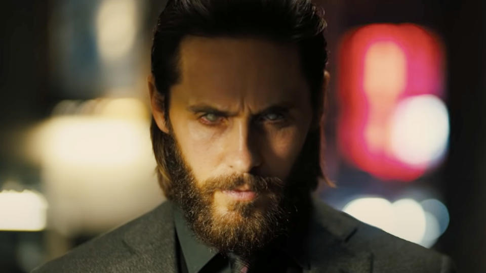 Jared Leto sits with a menacing look in Blade Runner 2036: Nexus Dawn.