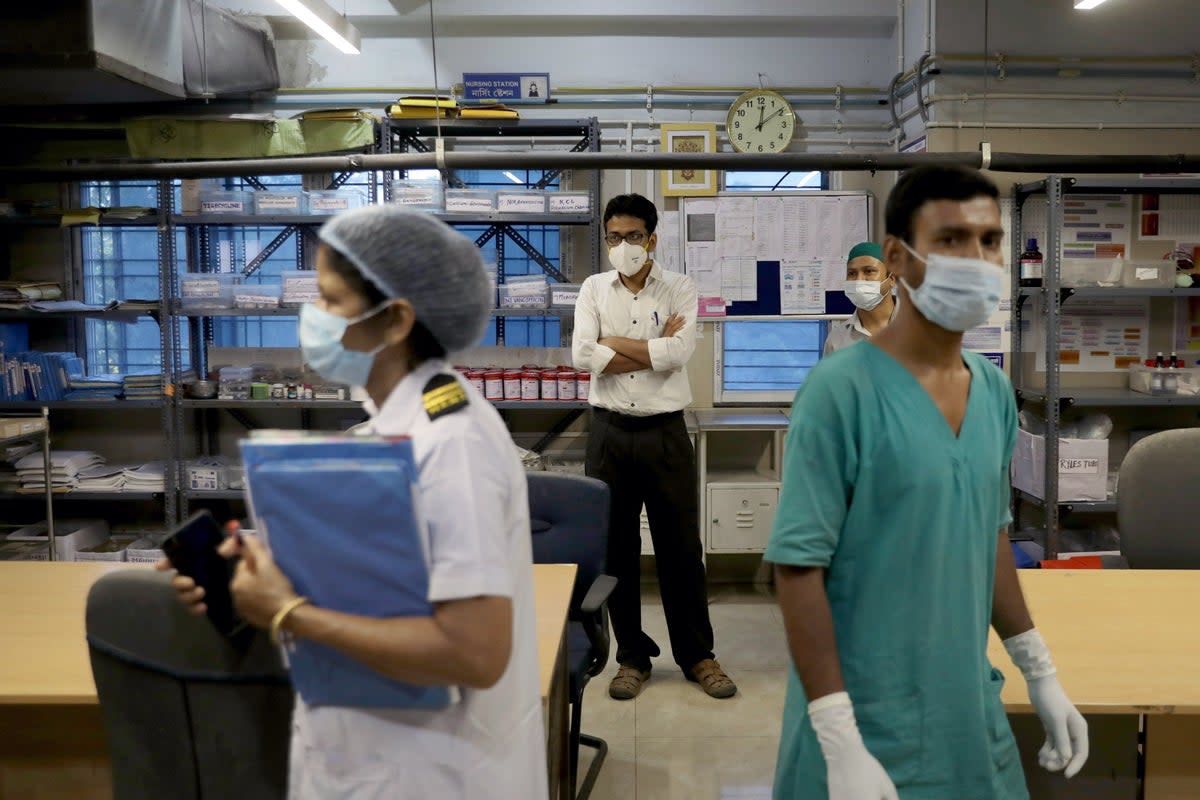 India holds a two-day mock drill in preparedness for Covid-19. The country has recorded its biggest jump in Covid cases in a year  (EPA)